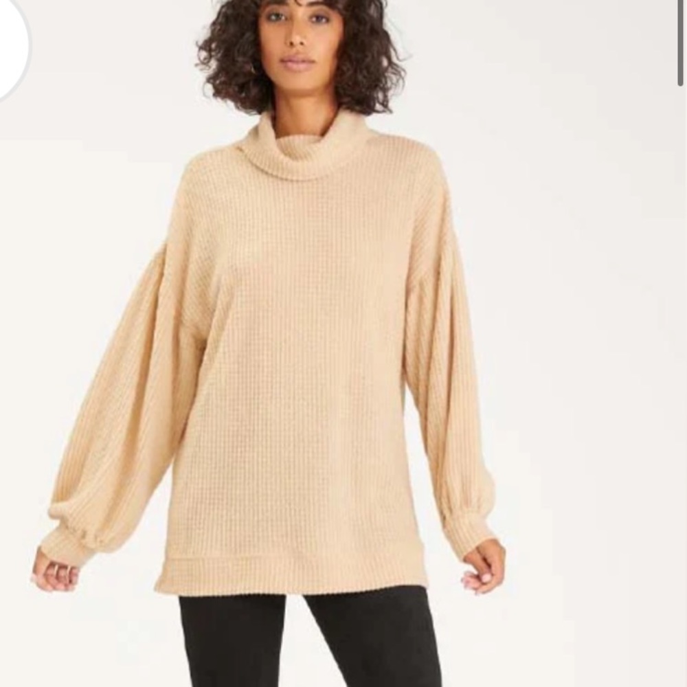 Sanctuary Feel The Love Waffle Knit Turtleneck Tunic